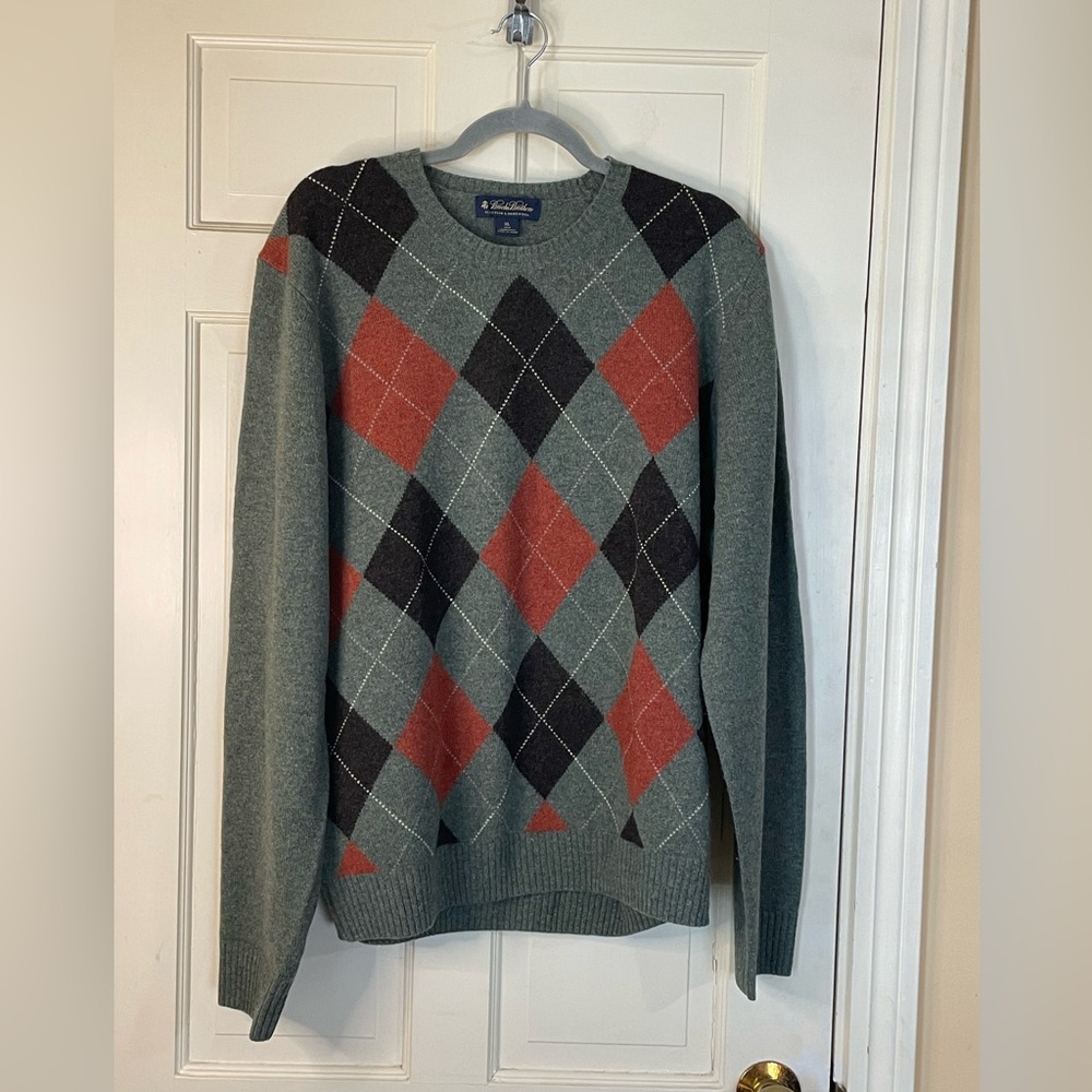 Brooks Brothers Sweater XL Green Argyle Scottish Lambswool - Picture 8 of 9